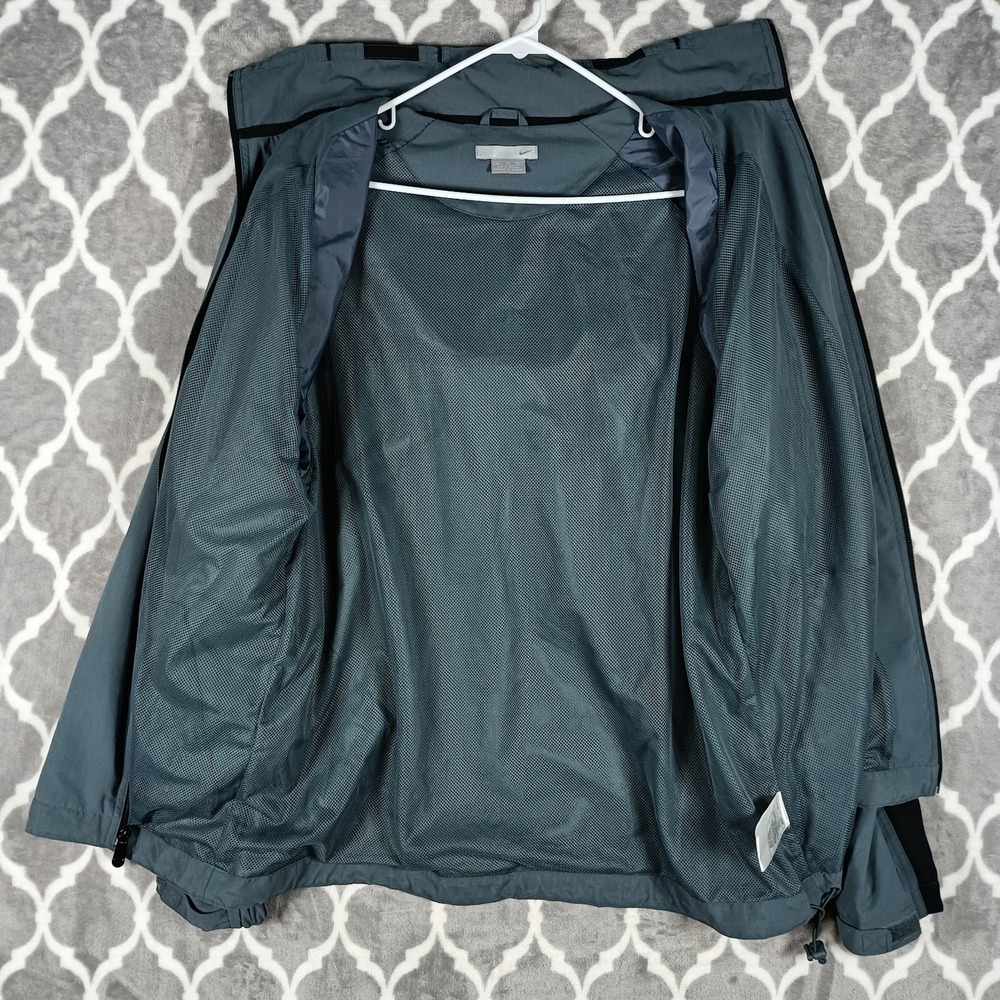 Nike Windbreaker Jacket Men XXL Gray Black Full Zip Running Golf Swoosh - Picture 4 of 8